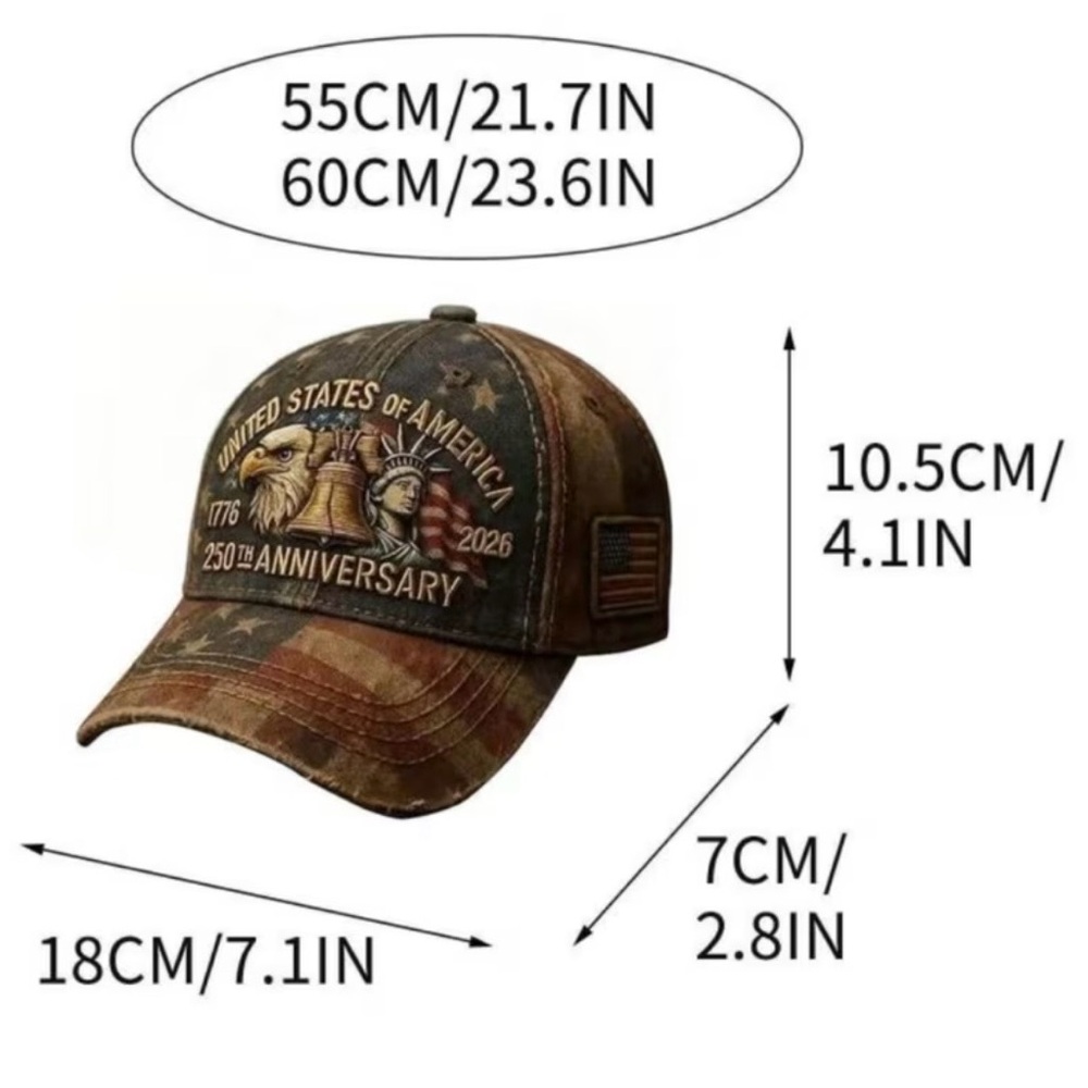 United States 250th Anniversary Distressed Patriot Hat NEW - Picture 2 of 6